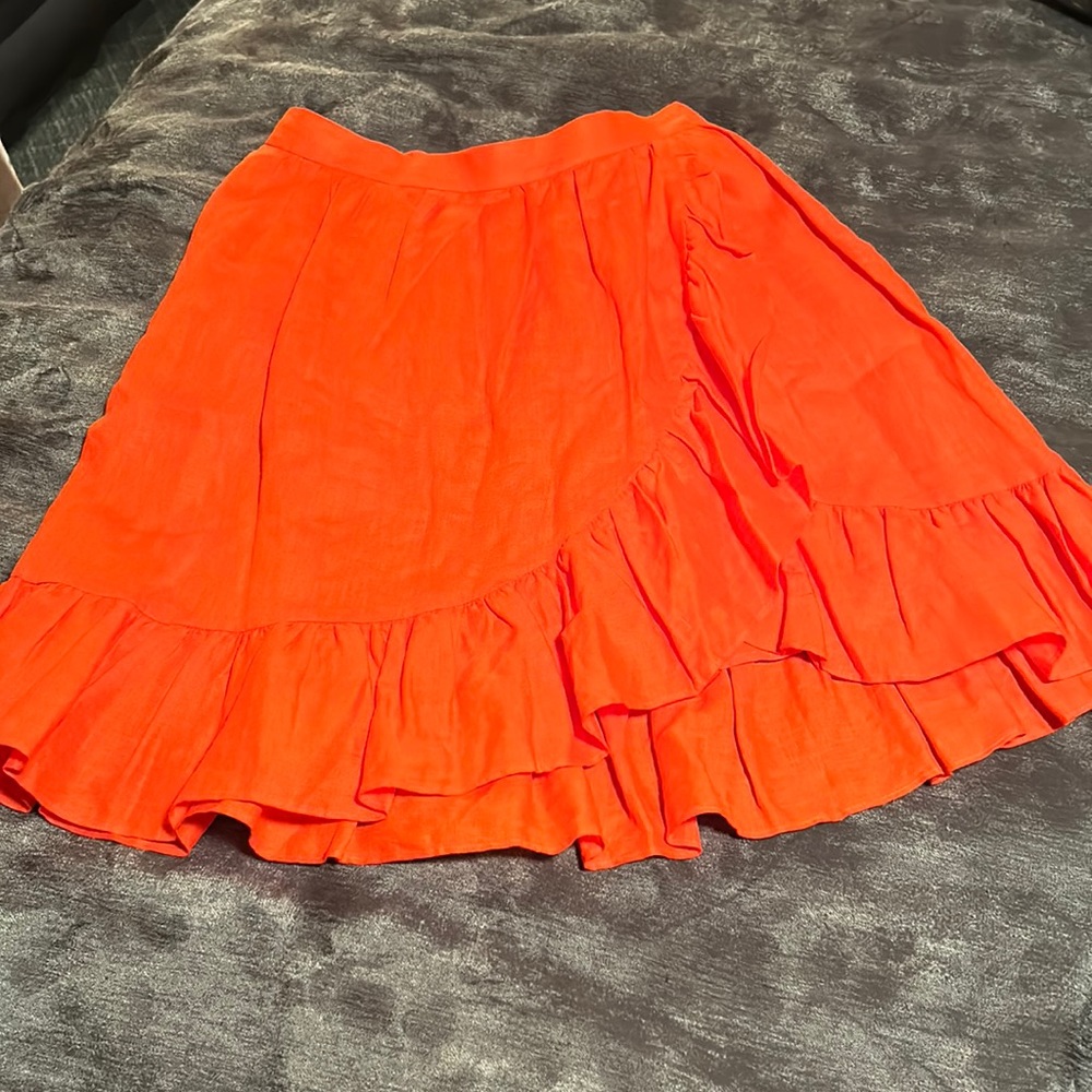 ⭐️🎉J. Crew orange flounce midi skirt size 00